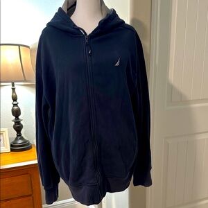Nautica Blue Zip Up Sweater with Stand-Up Collar